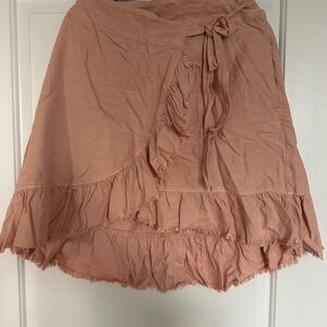 Pilcro Dusty Rose High-Low Ruffle Wrap Skirt